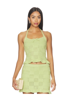 Amanda Uprichard Milena Top in Green. Size XS. Also in S, M, L, XL.