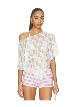 Frankies Bikinis X Paige Lorenze Romantic Lace Blouse in White. Size S. Also in XS, M, L.