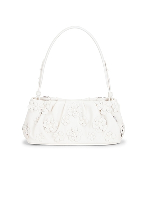 SIMKHAI Harlow Leather Flower Shoulder Bag in Ivory.