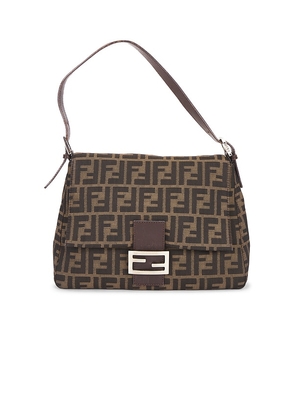 FWRD Renew Fendi Zucca Mama Forever Baguette Shoulder Bag in Brown.