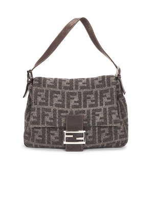 FWRD Renew Fendi Zucca Mama Forever Baguette Shoulder Bag in Grey.