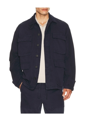 SIMKHAI Colton Four Pocket Utility Jacket in Blue. Size M. Also in S, L, XL/1X.