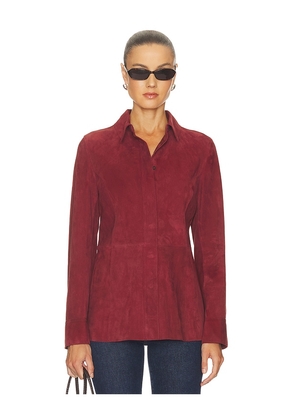 FRAME The Suede Shirt in Red. Size S. Also in M, L.