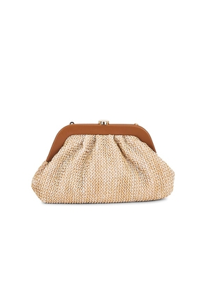 olga berg Ash Woven Clutch in Tan.