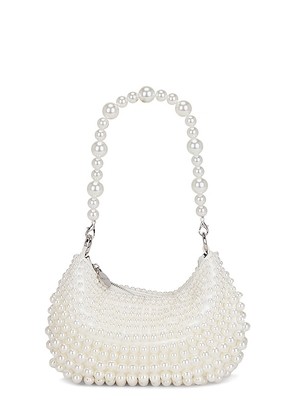 olga berg Pia Pearl Croissant Bag in White.