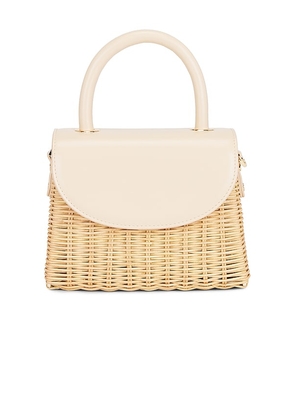 olga berg Elle Wicker Top Handle Bag in Neutral.