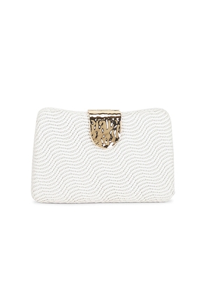olga berg Lindy Woven Clutch in White.
