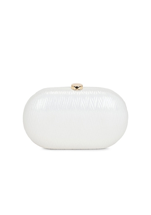 olga berg Izza Oval Clutch in Ivory.