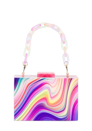 olga berg Dorothy Swirl Print Box Clutch in Purple.