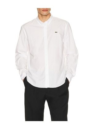 Lacoste Regular Fit Stretch Poplin Shirt in White. Size 40. Also in 46, 38, 42, 44.