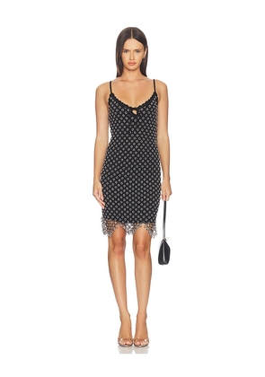 MISHA The Beaded Crochet Mini Dress in Black,Metallic Silver. Size XXS. Also in XS, S, M, L, XL.