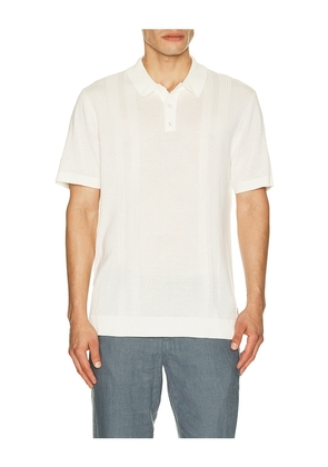onia Silk Ribbed Knit Polo Shirt in Ivory. Size S. Also in M, L, XL/1X.