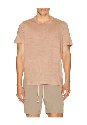 onia Stretch Linen Crewneck Tee Shirt in Pink. Size S. Also in M, L, XL/1X.