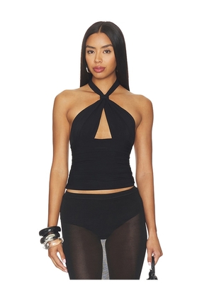 Mimchik Piper Knotted Halter Top in Black. Size 0. Also in 4, 6.