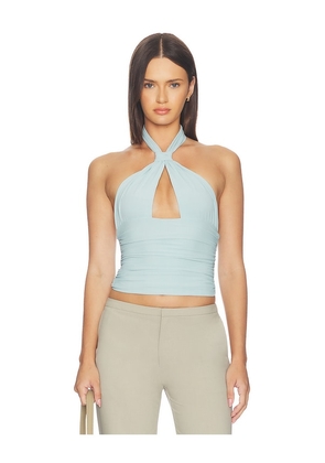 Mimchik Piper Knotted Halter Top in Baby Blue. Size 4. Also in 6, 8.