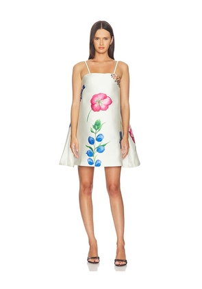 LA FUORI Iris Of The Sapphire Garden Mini Dress in Ivory. Size XS. Also in S, M, L, XL.