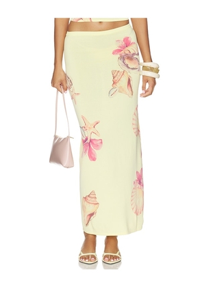 Lovers and Friends Katia Floral Print Midi Skirt in Yellow. Size XXS. Also in XS, S, M, L, XL.