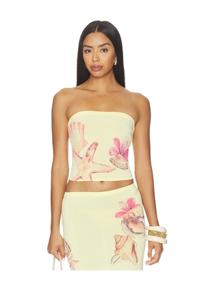 Lovers and Friends Katia Floral Print Tube Top in Yellow. Size XXS. Also in XS, S, M, L, XL.
