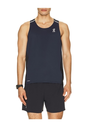 On Performance Tank in Navy. Size XS. Also in S, M, L, XL/1X, XXL/2X.