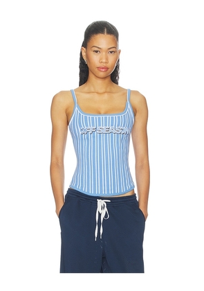 Off Season Corset Top in Blue. Size XS. Also in S, M, L.