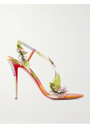 Christian Louboutin - Rosa Fruit 100 Embellished Leather-trimmed Satin Sandals - Multi - IT36,IT36.5,IT37,IT37.5,IT38,IT38.5,IT39,IT39.5,IT40,IT40.5,IT41,IT41.5,IT42
