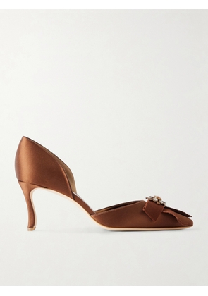 Manolo Blahnik - Apidosa 70 Embellished Satin Pumps - Metallic - IT36,IT36.5,IT37,IT37.5,IT38,IT38.5,IT39,IT39.5,IT40,IT40.5,IT41,IT41.5,IT42