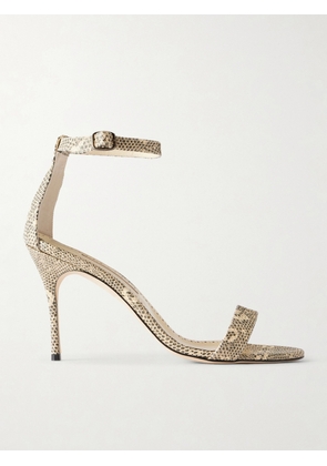 Manolo Blahnik - Chaos 90 Snake-effect Leather Sandals - Gray - IT36,IT36.5,IT37,IT37.5,IT38,IT38.5,IT39,IT39.5,IT40,IT40.5,IT41,IT41.5,IT42