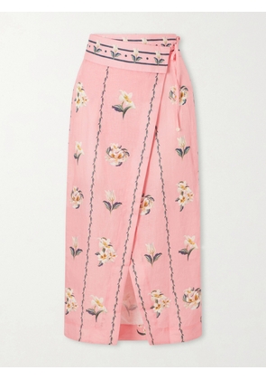 Agua by Agua Bendita - Tierra Promessa Floral-print Linen Pareo - Pink - XS/S,M/L