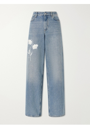 Erdem - Mid-rise Straight-leg Floral-embroidered Jeans - Blue - UK 4,UK 6,UK 8,UK 10,UK 12,UK 14,UK 16