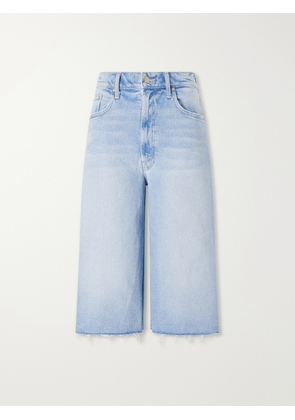 Mother - The Whole Lot Zip Fray Low-rise Wide-leg Denim Shorts - Blue - 23,24,25,26,27,28,29,30,31,32