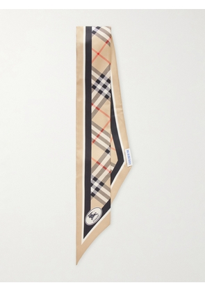Burberry - Checked Silk-twill Scarf - Neutrals - One size