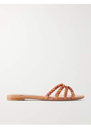 Aquazzura - Gemma Embellished Leather Sandals - Neutrals - IT36,IT36.5,IT37,IT37.5,IT38,IT38.5,IT39,IT39.5,IT40,IT40.5,IT41,IT41.5,IT42