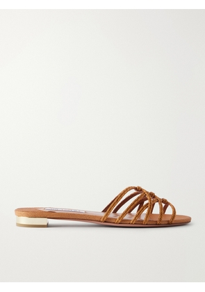 Aquazzura - Luna Raffia-trimmed Cord Slides - Neutrals - IT35,IT36,IT36.5,IT37,IT37.5,IT38,IT38.5,IT39,IT39.5,IT40,IT40.5,IT41,IT41.5,IT42
