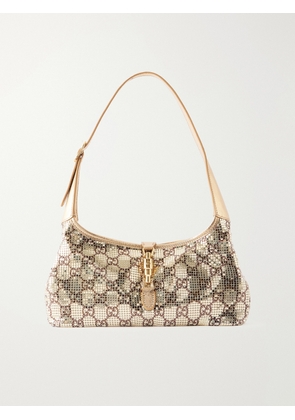 Gucci - Jackie 1961 Gg Supreme-print Metallic Leather-trimmed Chainmail Shoulder Bag - Gold - One size