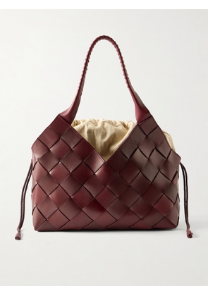Dragon Diffusion - Castello Woven Leather Shoulder Bag - Burgundy - One size