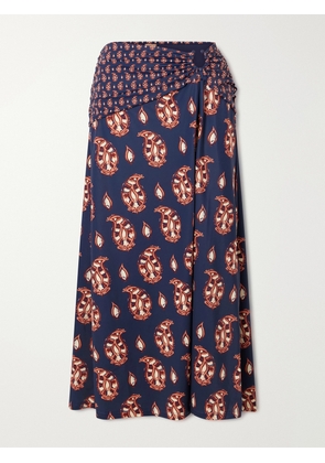 Johanna Ortiz - Under The Sun Cutout Ruched Printed Stretch-jersey Skirt - Blue - US0,US2,US4,US6,US8,US10,US12