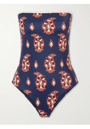 Johanna Ortiz - Alta Mar Printed Strapless Swimsuit - Blue - x small,small,medium,large,x large