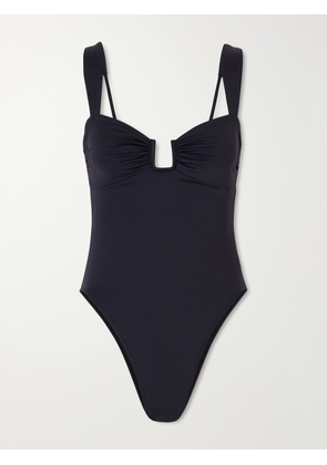 Away That Day - Cannes Embellished Gathered Swimsuit - Black - x small,small,medium,large