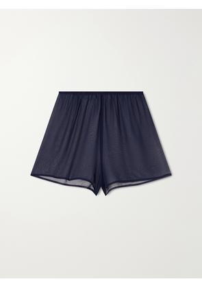 Sara Cristina - Playa Pearl-embellished Silk-chiffon Shorts - Blue - x small,small,medium,large,x large