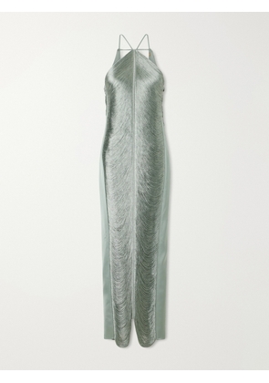 Cult Gaia - Renata Fringed Satin-trimmed Mesh Gown - Green - x small,small,medium,large