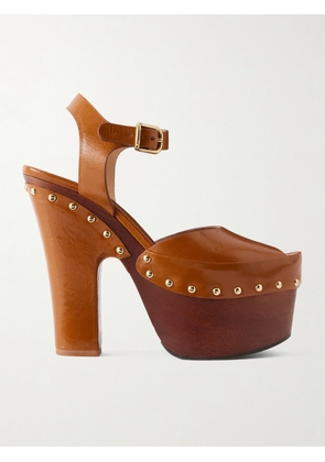 Chloé - Meret Leather Platform Sandals - Brown - IT35,IT36,IT37,IT38,IT39,IT40,IT41