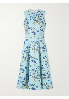 Emilia Wickstead - Floral-print Faille Midi Dress - Blue - UK 4,UK 6,UK 8,UK 10,UK 12