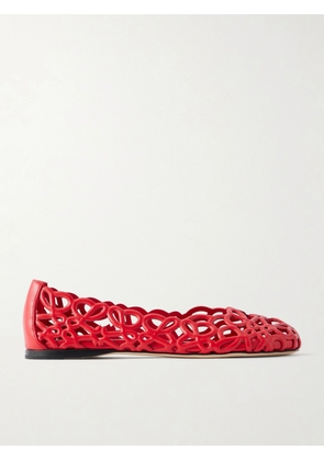LOEWE - Petal Anagram Leather Ballet Flats - Red - FR35,FR36,FR37,FR38,FR39,FR40,FR41,FR42