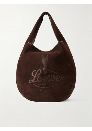 LOEWE - Logo-debossed Leather-trimmed Suede Tote - Brown - One size