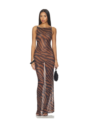 superdown Rivi Maxi Dress in Brown. Size XS. Also in XXS, S, M, L, XL.