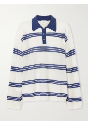 The Elder Statesman - Striped Cashmere And Mohair-blend Polo Shirt - White - x small,small,medium,large