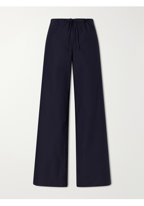 FLORE FLORE - Josephine Drawstring Organic Cotton-poplin Straight-leg Pants - Blue - x small,small,medium,large