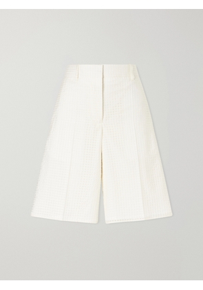 Another Tomorrow - Gingham Point D'esprit Shorts - Neutrals - IT38,IT40,IT42,IT44,IT46