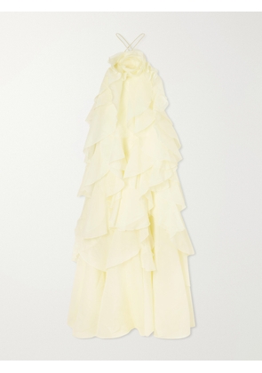 Aje - Pandorea Appliquéd Ruffled Organza Gown - Yellow - UK 4,UK 6,UK 8,UK 10,UK 12,UK 14