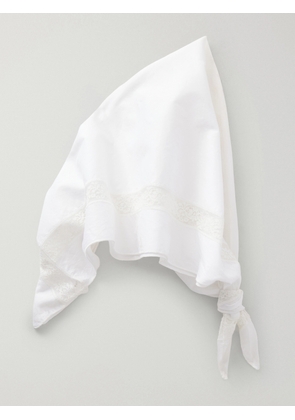 STAUD - + Da Adolfo Sunny Lace-trimmed Cotton Headscarf - Neutrals - One size